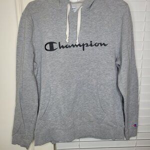 Champion Pullover Sweatshirt Gray Hooded Pocket M bloke normcore grandpa bloke M